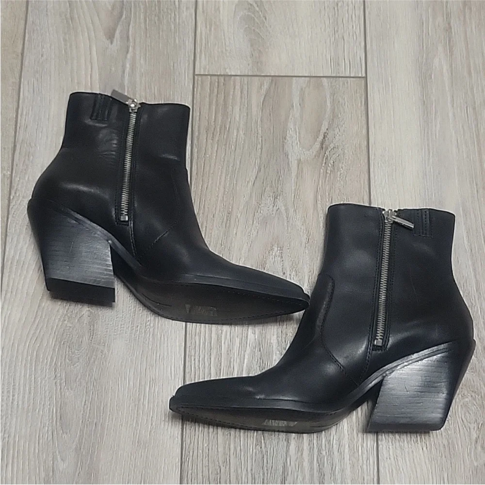 Dolce Vita Size 8 Volli Black Leather Heeled Boots - Picture 5 of 10